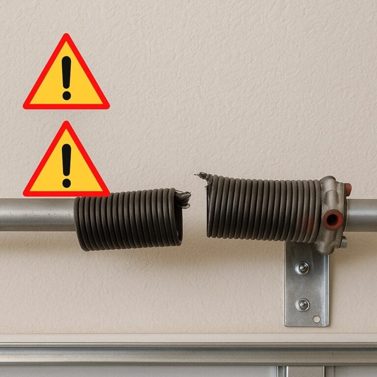Can You Really DIY a Residential Garage Door Installation? Pros and Cons 3 garage door spring with warning icons
